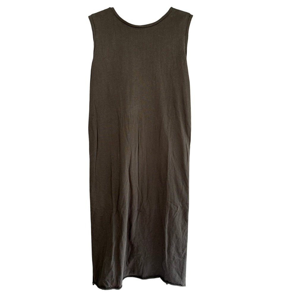 Oak + Fort Tank Dress Womens XS Gray Sleeveless Midi Raw Hem Slit Minimalist